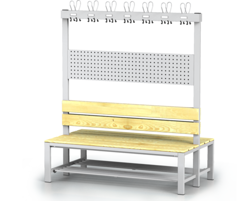 Double-sided benches with backrest and racks, spruce sticks -  with a reclining grate 1800 x 1500 x 830